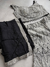 Black thread work palazzo with cape