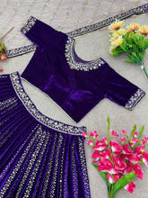 Purple velvet elegant Lehenga