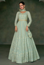 Janisha readymade - sea green georgette anarkali