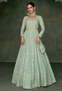 Janisha readymade - sea green georgette anarkali