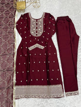 Maroon rangoli silk straight fit salwaar kameez readymade