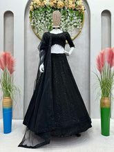 Black sparkly georgette Lehenga
