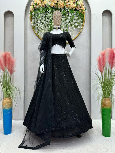 Black sparkly georgette Lehenga