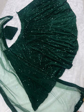 Bottle green velvet sequinned Lehenga