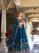 Rangoli silk teal lehenga