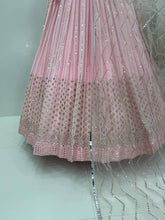 Baby pink mirror work and sequins Lehenga