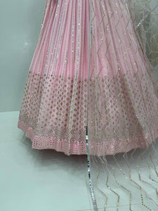 Baby pink mirror work and sequins Lehenga