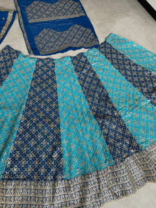 Arna collection - blue panelled georgette Lehenga