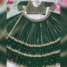 Pine green flowy Lehenga