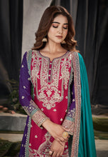 Red and purple palazzo suit