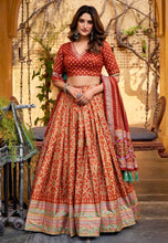 Tussar silk iconic sparkle Lehenga in orange