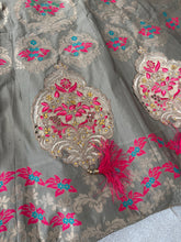 Grey and pink silk lehenga