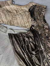 Gold and black lehenga saree