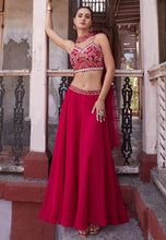 Red A line georgette lehenga