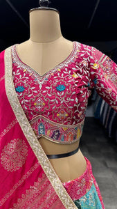 Raja rani traditional bandhani print pink readymade Lehenga (matching men’s kurta available)