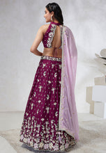 Burgundy Lehenga with contrasting dupatta