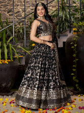 Dola silk jacquard Lehenga in black