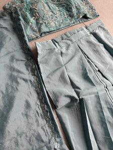 Boutique collection - iron blue Lehenga with cape (Indo western style)