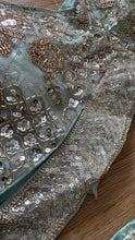 Icy blue lehenga with champagne gold work