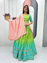 Green ombré Lehenga with elephant design