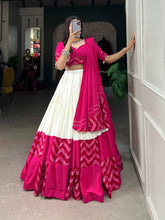 White and pink pure rayon printed chaniya choli readymade
