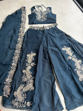 Ink blue palazzo set with keri embroidery