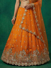 Orange chinon embroidered Lehenga