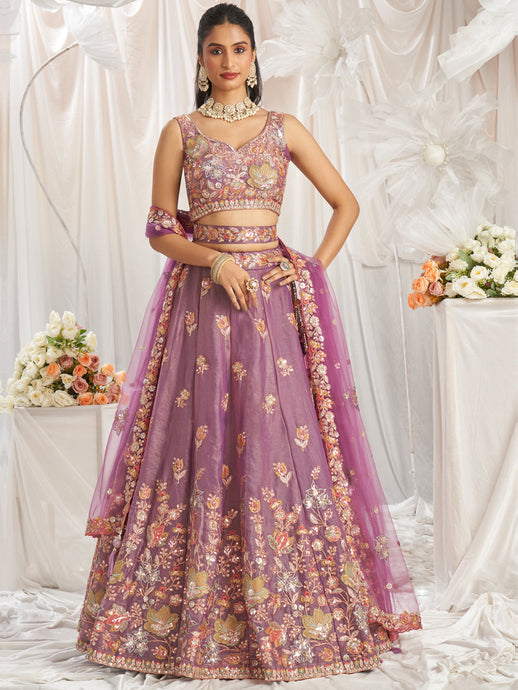 Light purple organza Lehenga