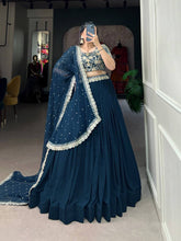 Teal Georgette Lehenga - readymade