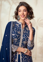 Elegant blue Indo western lehenga