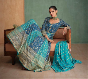 Janisha readymade shades of blue partywear anarkali