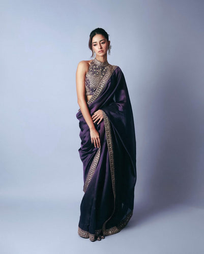 Ananya inspired Purple beauty jimmy choo saree