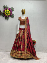 Maroon and gold flowy Lehenga