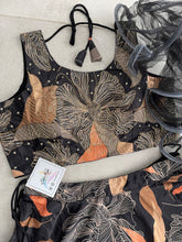 Boutique collection - black and orange floral Lehenga with ruffle dupatta (long sleeves attached)