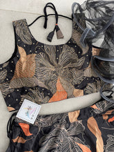 Boutique collection - black and orange floral Lehenga with ruffle dupatta (long sleeves attached)