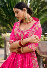 Serenity vol 4 - pink and gold jacquard silk Lehenga