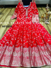 Niks collection - red banarasi silk anarkali (plus size 54”)