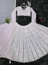 Baby pink thread work Lehenga with long sleeves option