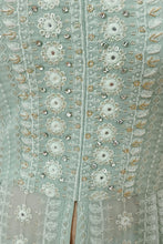 Pista green front slit anarkali