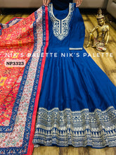 Niks collection - blue modal chanderi silk anarkali (plus size option)