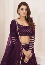 Wine and gold georgette Lehenga