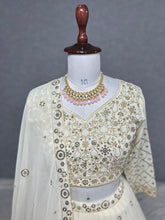 Sequins and bead work off white Lehenga