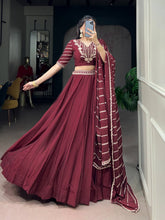 Maroon rangoli crush lehenga (skirt stitched)