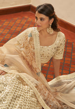 Beige art silk Lehenga with organza dupatta