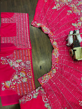 Hot pink multi coloured sequins lehenga