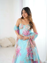 Light blue corset style floral Lehenga