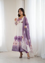 Violet soft organza silk anarkali