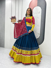 Mustard and blue readymade lehenga