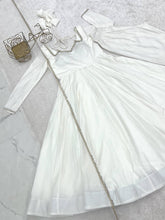 Roman silk chanderi anarkali in off white