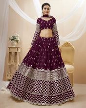 Tanaya - maroon zari sequins georgette Lehenga (long sleeves possible)